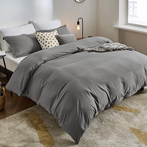 Bedsure Dark Grey Duvet Cover Queen Size Soft Prewashed Queen Duvet