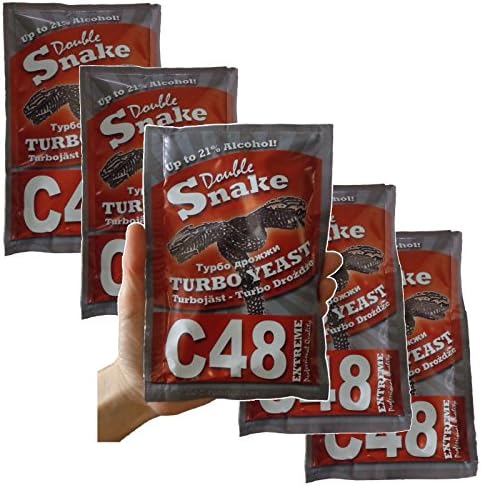 5x Double Snake C48 Turbo Yeast 25L 14%-21% ABV Homebrew Vodka Wash Moonshine