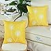 CaliTime Pack of 2 Canvas Throw Pillow Covers Cases for Couch Sofa Home Decoration Solid Dandelion Print Both Sides 18 X 18 Inches Vibrant Yellow