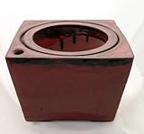 Square Self Watering Ceramic Pot with Felt Feet - Red - 6