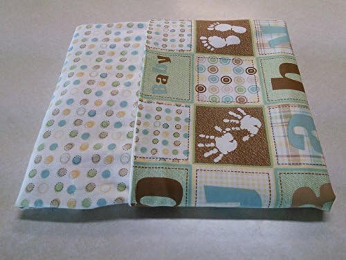 Baby Handprint and Footprint Patchwork Baby Blanket, X-Large 34X42 inches. Perfect Baby Gift