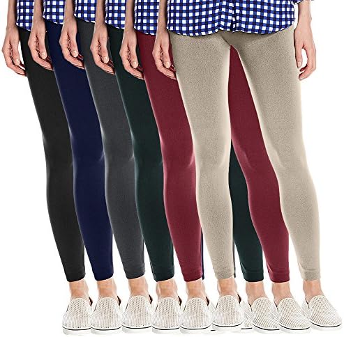 Women's Super Soft Fleece Lined Leggings, One Size - Pack of 6 - Set 2