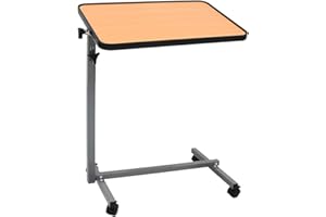 Loyoda Overbed Table with Wheels,Sturdy Iron Table Frame Adjustable Height & Angle, Over Bed Desk Hospital Tray Table Sofa Chair Side Table for Home Office，Medical Patient Care