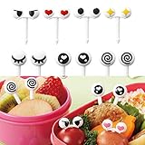 Mmrm 10pcs/set Reusable Cute Mini Eye Fruit Fork Tableware Kid Lunch Easy Decor