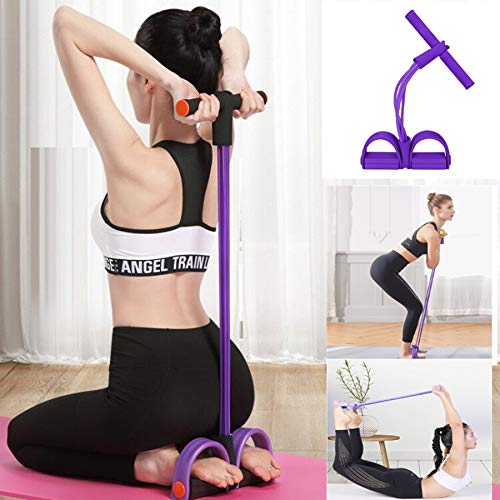 IBLUELOVER-Pedal-Leg-Puller-4-Tube-Latex-Sit-up-Bodybuilding-Expander-Elastic-Pull-Rope-Yoga-Fitness-Training-Equipment-Stretching-Slimming-Resistance-Straps-for-Abdomen-Waist-Arm