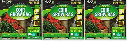 3 x Hydro coco - Ready to use Coir Grow Bag - Expands up to 10L - For Inddors & Outdoors