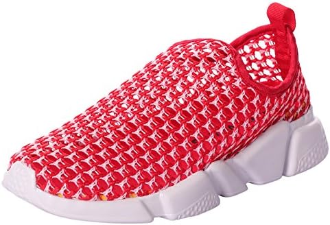 MEWOOCUE Womens and Mens Red Mesh Quick Drying Sport Water Shoes Athletic Lightweight Walking Shoes - Size 6