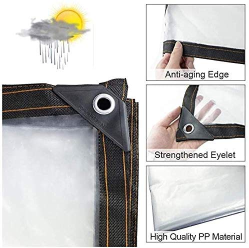 AITREASURE 6.5ft×10ft Tarpaulin Transparent Waterproof Clear Tarps with Grommets 12 Pieces Ball Bungee Cords 6 Inch for Plants Greenhouse, Pet Hutch Roof