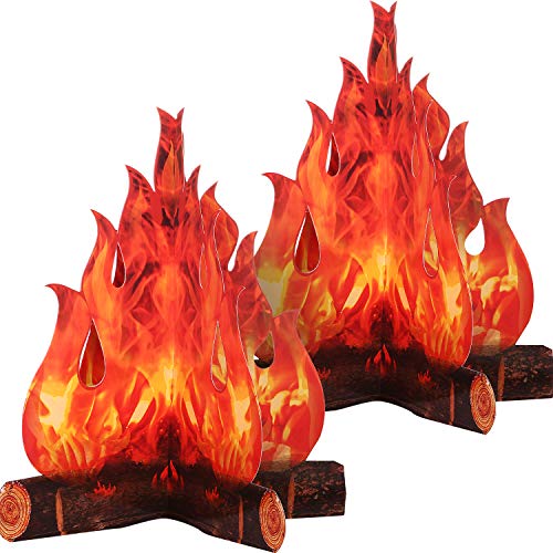 Fire Pit Costumes - 3D Decorative Cardboard Campfire Centerpiece Artificial Fire Fake Flame Paper Party Decorative