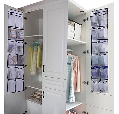 StyleZ 2PCS 12 Large Mesh Pockets Over The Door Shoe Storage Bag Organizer Hanging Narrow Closet Door - Thumbnail 4
