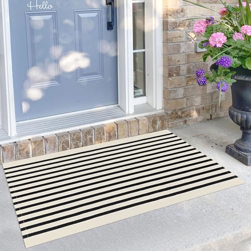 KILOCOCO Beige Striped Indoor Door Mat