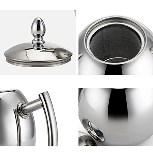 Ywillink 1.5L Stainless Steel Coffee Kettle Teapot Coffee Tea Cold Water Pot with Strainer Home Tea Tools