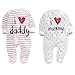 Newborn Baby Pure Cotton Long Sleeve Romper I Love Mommy Daddy Footed Jumpsuit (0-6 Months, Father Print)