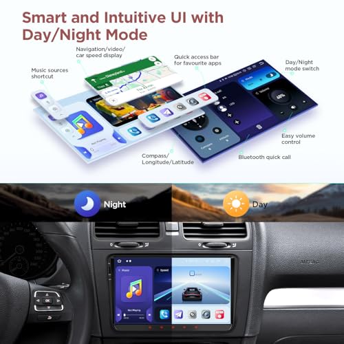 XTRONS Android 14 Qualcomm 665 QLED Radio Player for VW Volkswagen EOS Golf SKODA SEAT, 9 Inch Octa Core 8GB+256GB Car Stereo IPS Touched Screen DSP DTS 4G LTE GPS Bluetooth Support AHD Camera DAB+