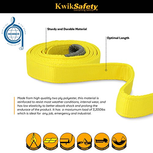 KwikSafety 1”x10’ Industrial Web Sling | 3200LBS Vertical Working Load 2550LBS Choker 6400LBS Basket | Type 3 Certified 2 Ply Eye-Eye Strap | Crane Hoist Lift Rig Lifting Rigging Tow Tie Down Cargo - Thumbnail 3