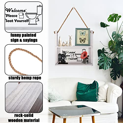 Bathroom Wall Shelf Over Toilet, 2 Tier Rustic Wooden Bathroom Decor Organizer for Toilet Paper Holder Storage, Restroom Storage Shelves, Bottles Towel Organiser Rack (Seat&Bath)