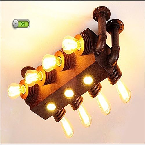 HEYUN American retro creative living room long industrial wind chandelier 11 LED engine engine ceiling lamp rust color ceiling lamp L70 * W35 * H20 (cm) [Energieniveau A ++]