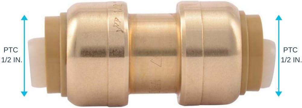 SharkBite U008LFA Straight Coupling Plumbing, 1/2 Inch, Pex Fittings, Push-to-Connect, Coupler, Copper, Cpvc - Pipe Fittings - 