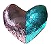 JING GREAT Mermaid Throw Pillow with Insert,Two-color Heart Shape Reversible Sequins Decorative Pillow. 13''×15'' (Blue+Pink)