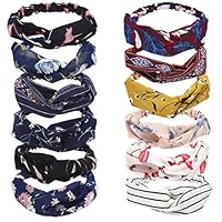 12 Pcs Women Girl Head Band, Boho Style Printing Criss Cross Twisted Elastic Headband Hair Accessory for Women Girl