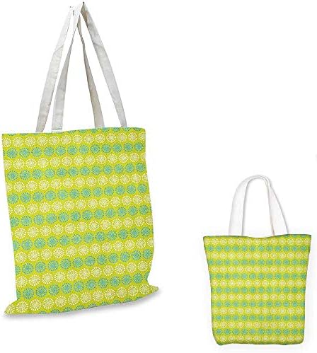 Geometric canvas messenger bag Floral Pattern Blossoming Dandelion Nature Spring and Summer Theme canvas beach bag Yellow Green Blue White. 12"x15"-10"