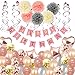 Birthday Decorations Rose Gold for Girls Women Happy Birthday Party Decorations 60pcs Banners Balloons Swirl Decorations with Paper Pompoms for 18th 19th 20th 21st 22nd 24th 25th 30th 40th
