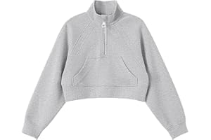 FAIABLE Girls Sweatshirt Half Zipper Cropped Zip Up Hoodies for Teen Girls Pullover Fleece Tops Collar Oversized Sweatshirt