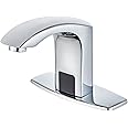 Luxice Sensor Automatic Touchless Bathroom Sink Faucet Hot & Cold Mixer Cover Plate Included Faucet,Chrome Finished