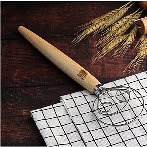 Natluss Original Danish Dough Whisk Dutch Style 13" Stainless Steel