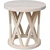 IC INTERNATIONAL CONCEPTS Round Ceylon Solid Wood End Table Unfinished