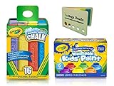 Crayola Sidewalk Chalk 16 Count and Crayola Washable Kids Paint, Classic Colors, 6 Count. Includes 5 Color Flag Set
