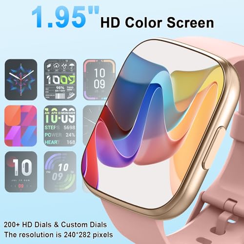 Women's Smart Watch, 1.95 inch HD Smartwatch with Bluetooth Calls, New Smart Watch with Heart Rate Monitor/Sleep Monitor/Pedometer, 110+ Sports Modes, IP68 Activity Bracelet for Android iOS