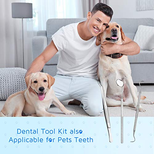 Dental Tools, ElleSye 3 PACK Dental Hygiene Tool Dental Kit, Mouth Mirror, Dental Pick, Tweezers, Stainless Steel, Rust-Free for Oral Care And Teeth Cleaning, Remove Tartar, Stain - Thumbnail 5
