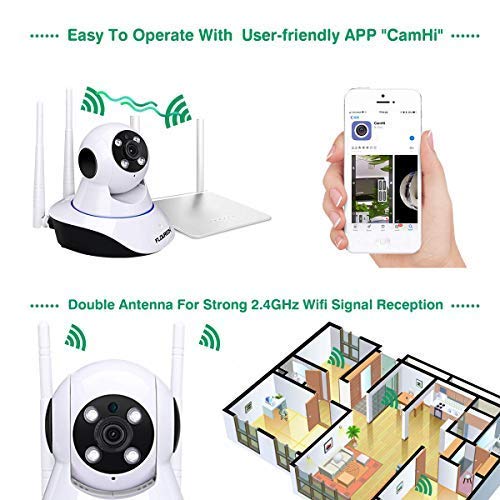 FLOUREON 1080P Wireless Security IP WiFi Camera/Tilt Baby Pet Monitor H.264 Wireless Night Vision Motion Detect Phone APP Control and View/Video Record Email Alarm