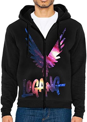 Men's Logan Paul Logo Long Sleeve Full Zip Up Hoodie Sweatshirt Casual Active Jackets - With 2 Pockets