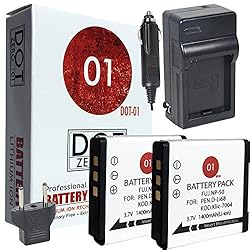 See 2x DOT-01 Brand 1400 mAh Replacement Pentax D-LI68 Batteries and Charger for Pentax Q, Q10, Optio A36, Optio S10, Optio S12, QS1 Digital Camera and Pentax DLI68 Details