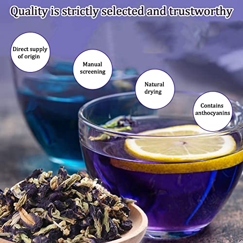 Yan Hou Tang Butterfly Pea Flower Tea Dried Blue Tea Ultraviolet Butterfly-Pea Loose Leaf Herbs Pure Premium Large Petals Clitoria Purple Tea 112g