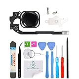 OmniRepairs-Home Button Flex Cable Replacement with Rubber Gasket, Screws (2) For iPhone 5s and iPhone SE and Repair Toolkit (Black)