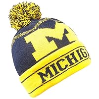 Forever Collectibles NCAA Michigan Wolverines LED Pom Pom Knit Hat, Yellow, One Size