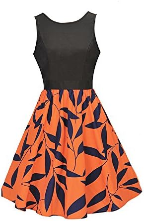 Artkingdome Women's Hepburn Graceful Leaf Bow Retro 50s Dress