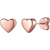 Silvora 925 Sterling Silver Heart Stud Earrings Dainty Studs for Women, Silver/Gold/Rose Gold Love Heart Earring