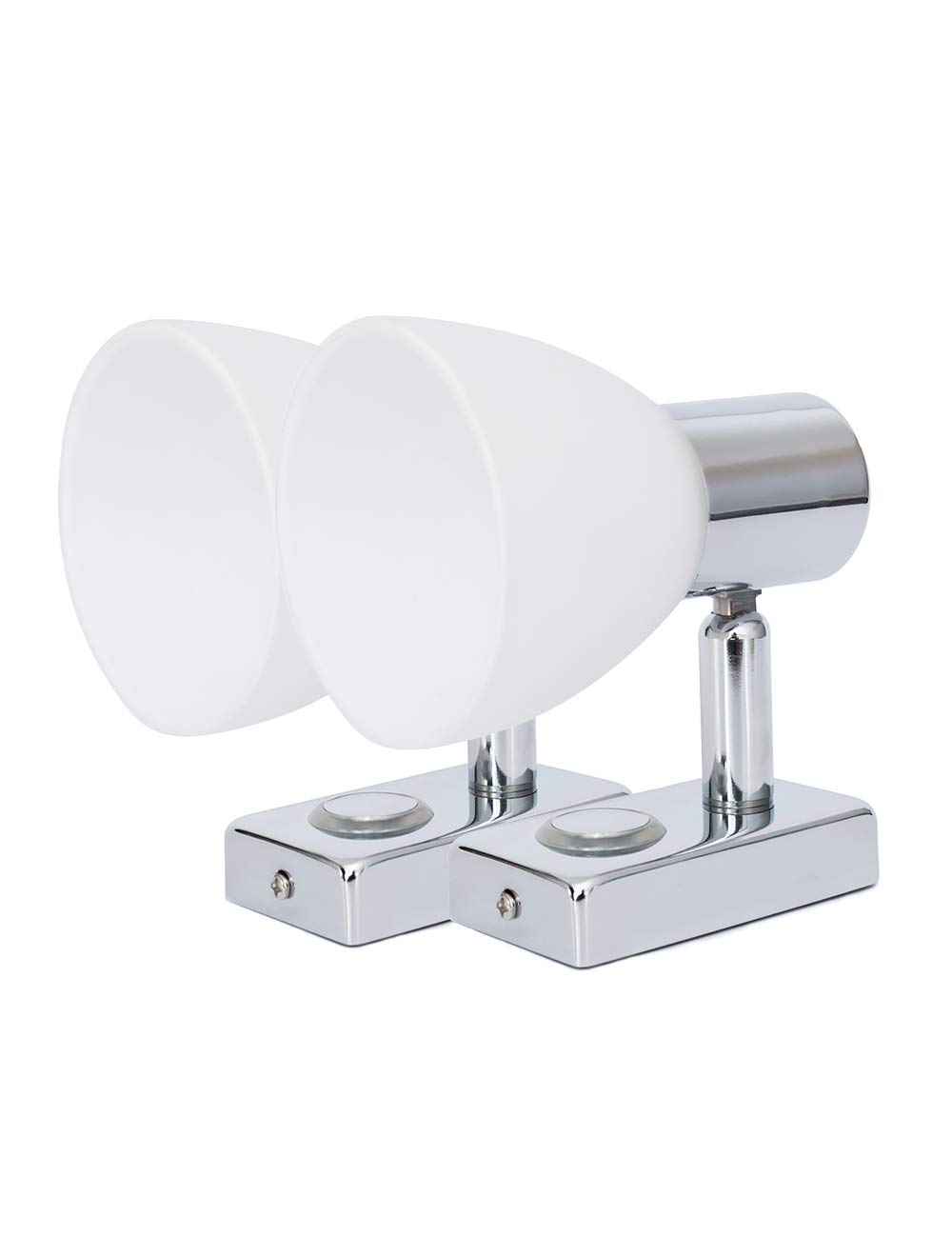 lighteu, 2X 12V 3W D1 Ceiling/Wall Spotlight, Chrome Finish, Reading Light Turn and Swivel with Touch Switch Dimmable Warm White/Blue Light for Yacht, Caravan, RV