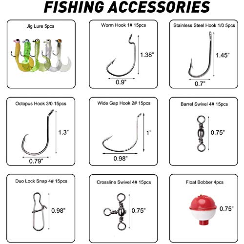 Salzwasser Surf Angelset 148 Stück Angelköder Tackle Box mit Angelköder-Rigs, Fischhaken, Salzwasserköder… – Bild 5