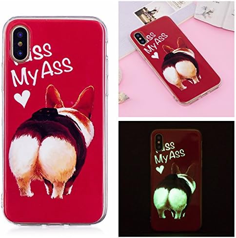 iPhone X Case, Gefee Luminous Effect Case Noctilucent Light In Night Ultra Slim Pattern IMD Soft TPU Protective Case Cover for Apple iPhone X / 10 (2017) - Kiss my ass