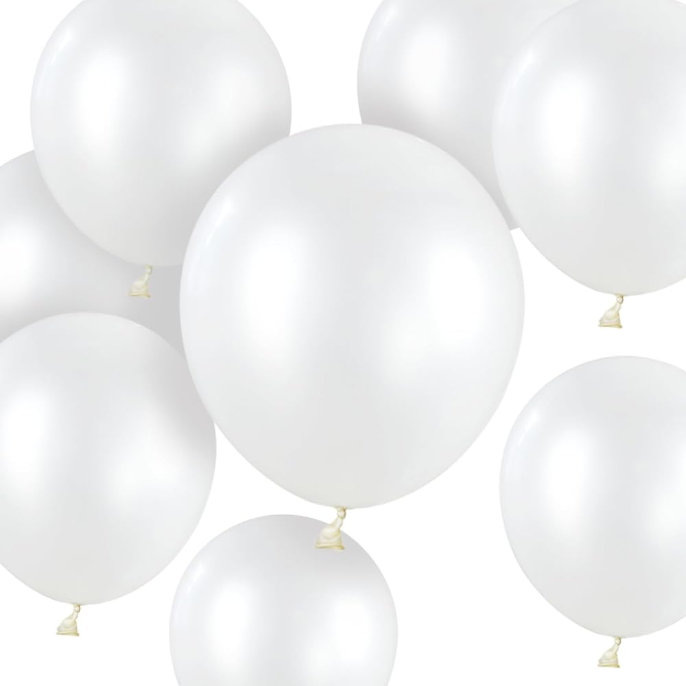 HYKJNBW Pearl White Balloons 50 Pack 12 Inch Thick Latex Birthday Wedding.