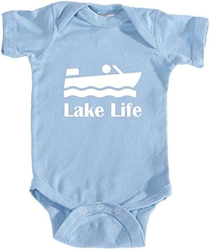 Tenn Street Goods Lake Life Boating - Unisex Infant Baby Onesie/Bodysuit (NB, Light Blue)