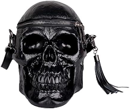 ZHANGOR 3D Skull Shoulder Bag Ladies Casual Outdoor Travel Shoulder Bag Street Shopping Handbag Wallet Black