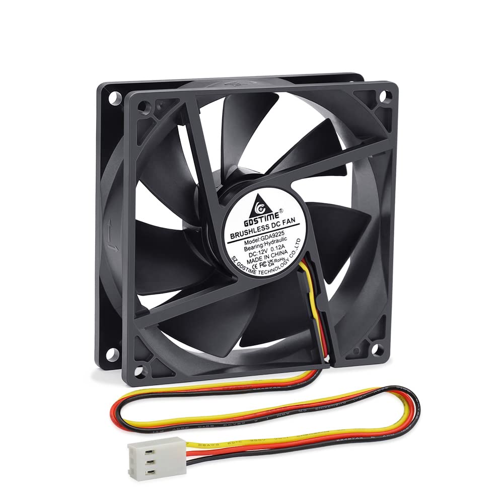 GDSTIME 12V CPU PC Fan 92mm Computer Fan 3 Pin 92 x 25mm CPU Cooler 9CM 9225 DC Brushless Cooling 12V Case Cooler For PSU Inverter GPU Cabinet