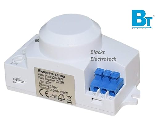 Blackt Electrotech Plastic 360 Degree Sq Type Microwave Motion Sensor with Light Sensor (White)