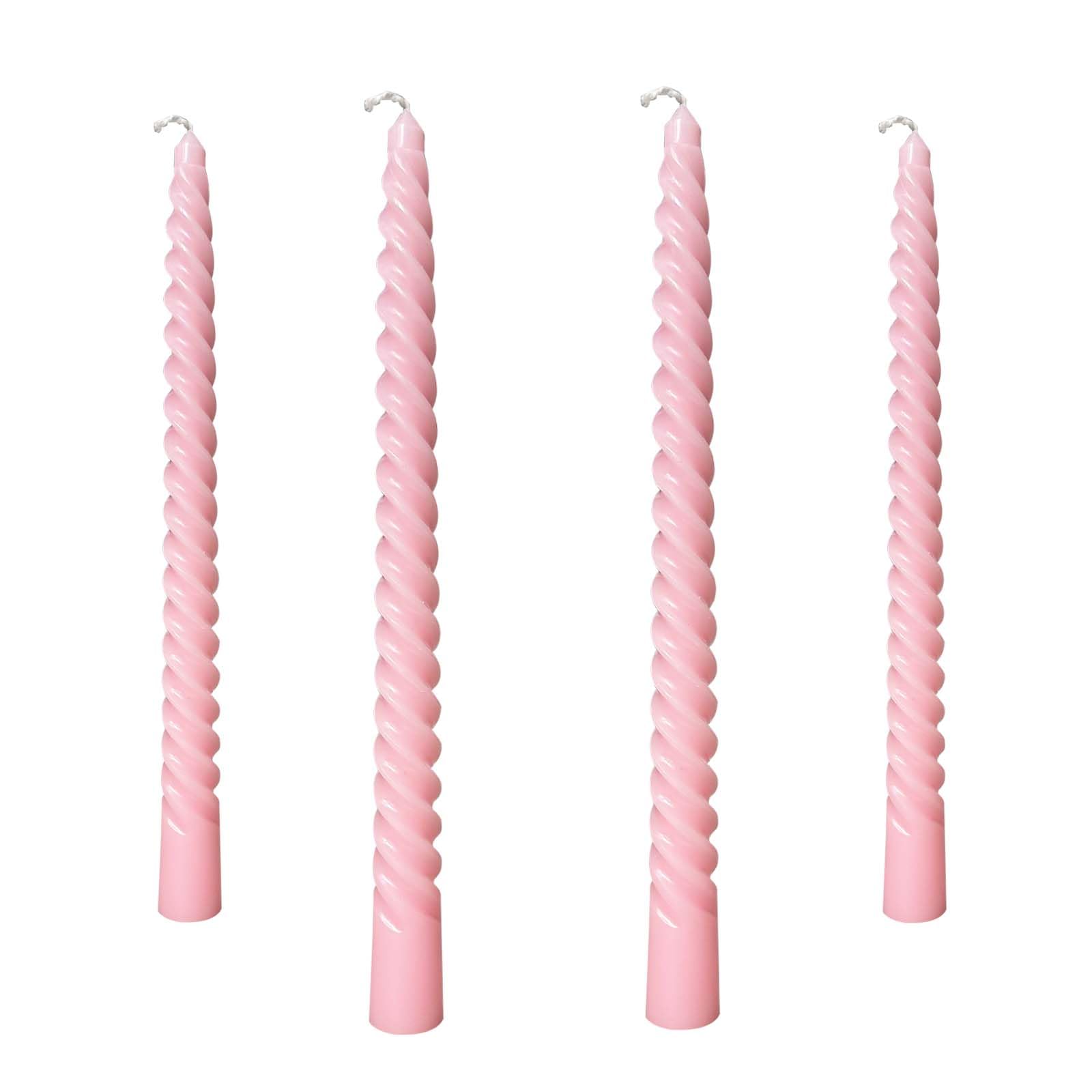 Photo 1 of 4 Pack 10 Inch Gradient Color Spiral Taper Candles for Wedding,Birthday,Christmas and Spring Home Decoration, Kitchen Twisted Candlesticks for Dinner Halloween,Thanksgiving (4, Pink, 10 in)